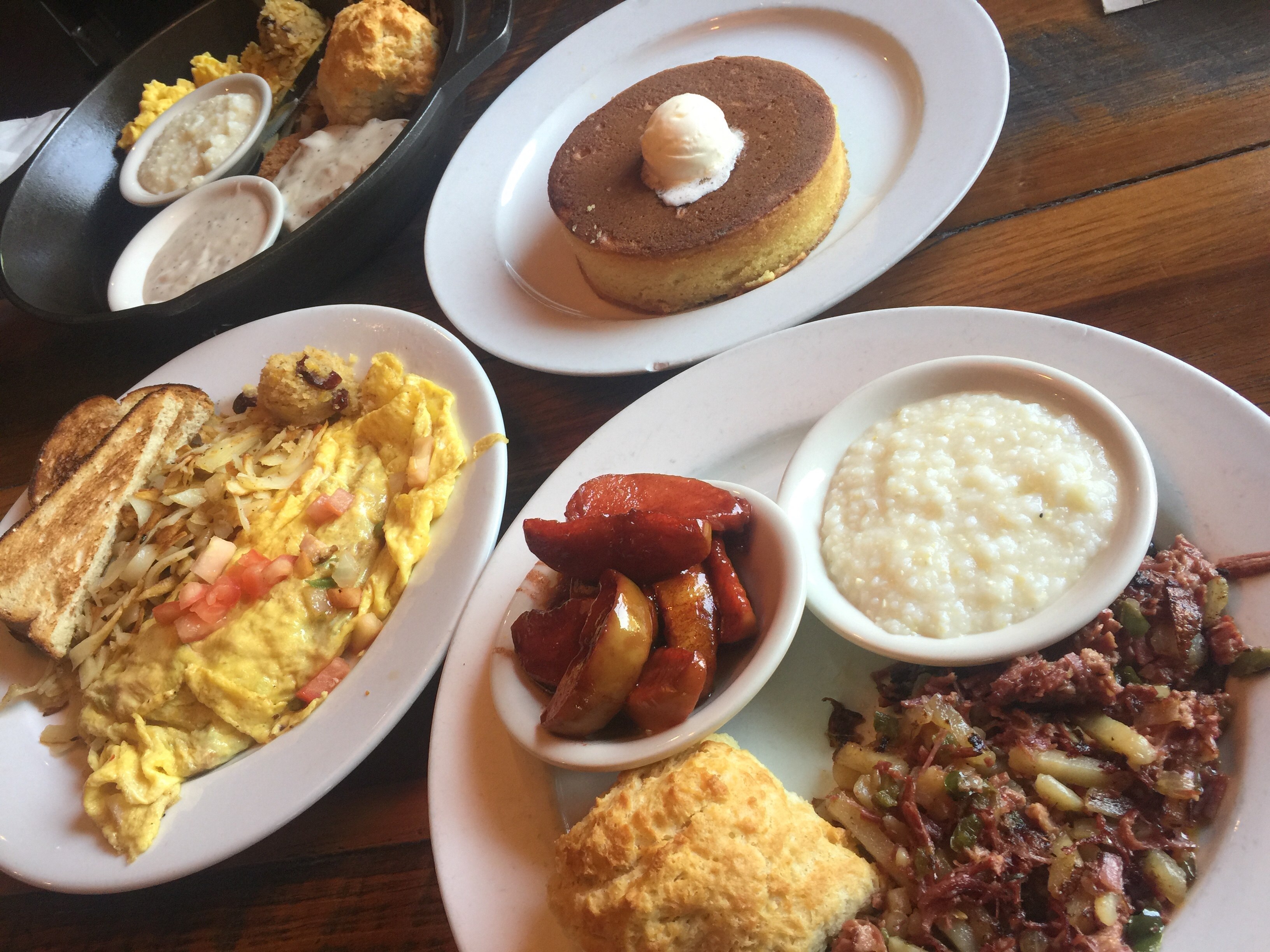 Breakfast foods at Crockett's Breakfast Camp